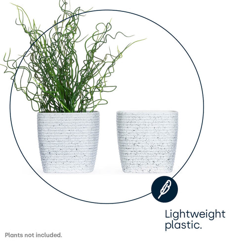 12cm Plant Pot White Sandstone - Set of 3